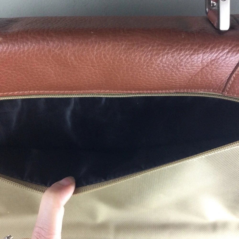 Bosca Leather and Canvas Flap Top Crossbody Messenger Briefcase